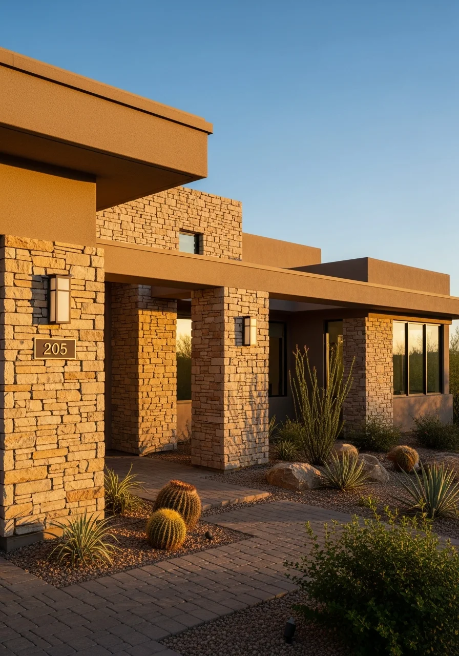 Close-up of Carefree residential architecture showing desert-appropriate design and outdoor living area.